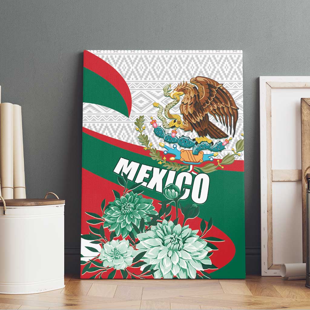 Mexico Independence Day Canvas Wall Art Dahlia Flower Aztec Pattern - Wonder Print Shop