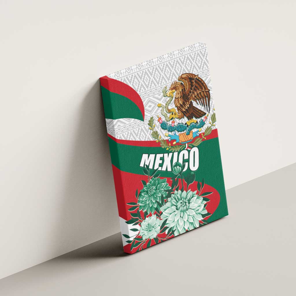 Mexico Independence Day Canvas Wall Art Dahlia Flower Aztec Pattern - Wonder Print Shop