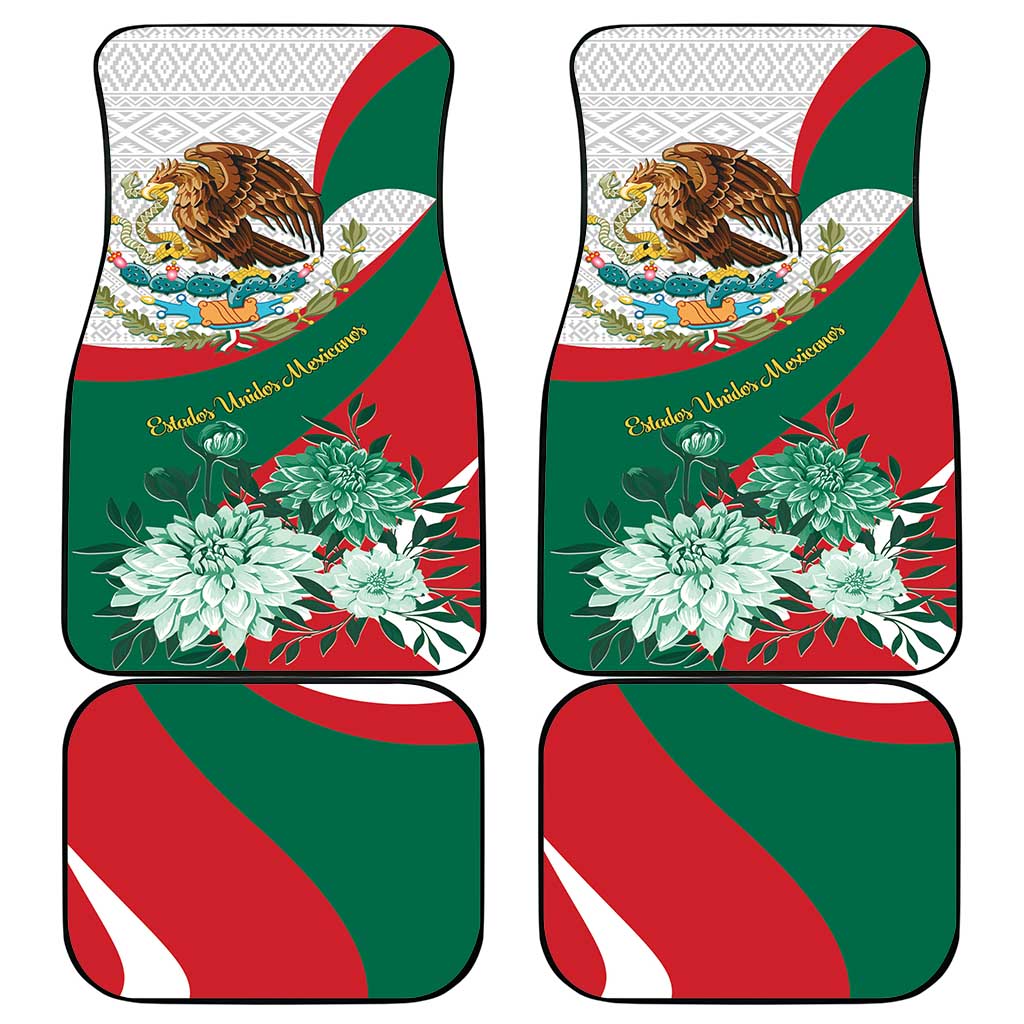 Mexico Independence Day Car Mats Dahlia Flower Aztec Pattern - Wonder Print Shop