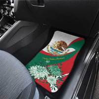 Mexico Independence Day Car Mats Dahlia Flower Aztec Pattern - Wonder Print Shop