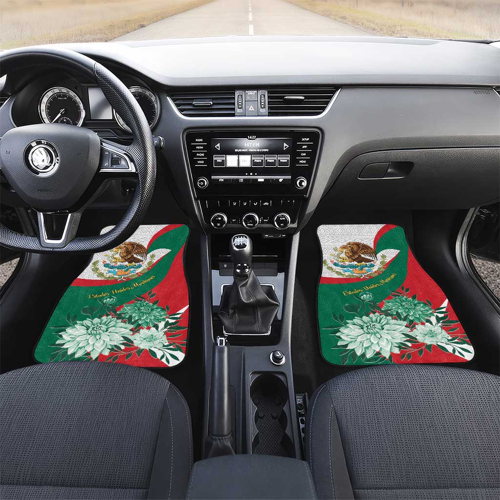 Mexico Independence Day Car Mats Dahlia Flower Aztec Pattern - Wonder Print Shop
