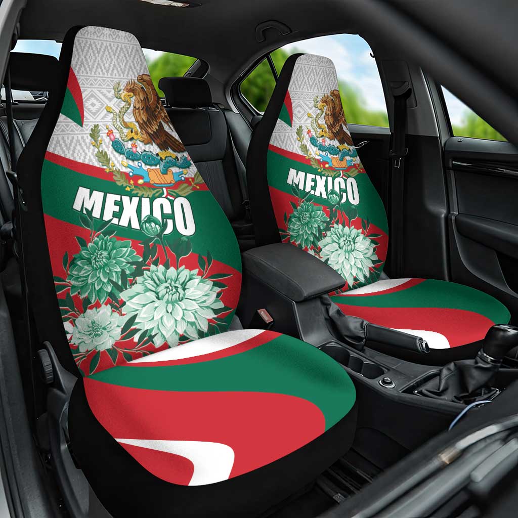 Mexico Independence Day Car Seat Cover Dahlia Flower Aztec Pattern - Wonder Print Shop
