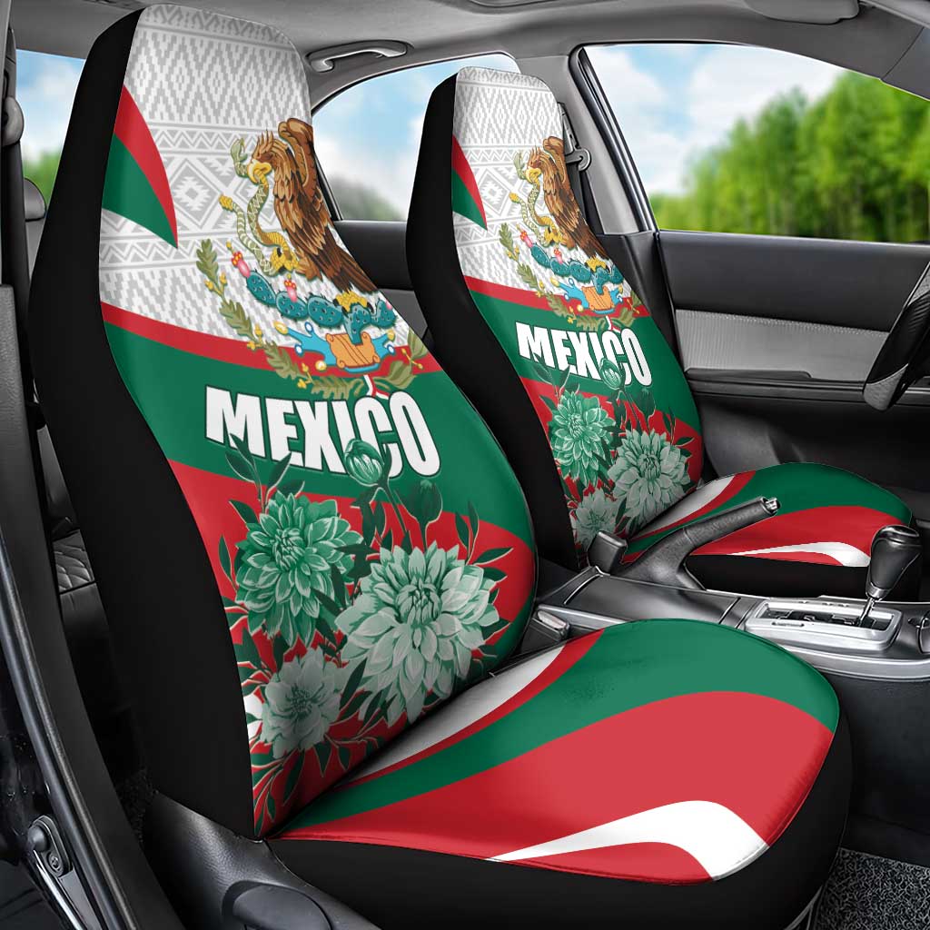 Mexico Independence Day Car Seat Cover Dahlia Flower Aztec Pattern - Wonder Print Shop