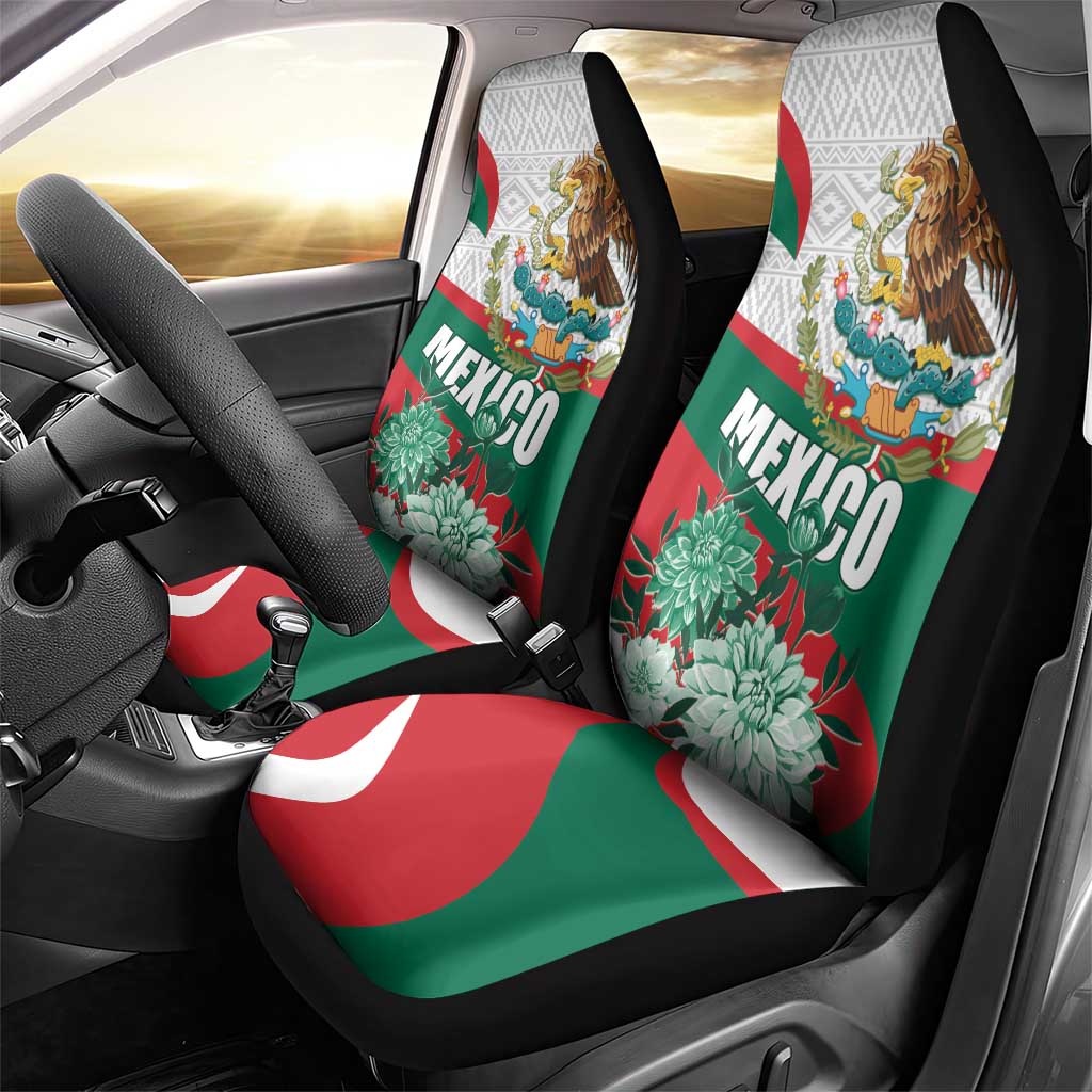 Mexico Independence Day Car Seat Cover Dahlia Flower Aztec Pattern - Wonder Print Shop
