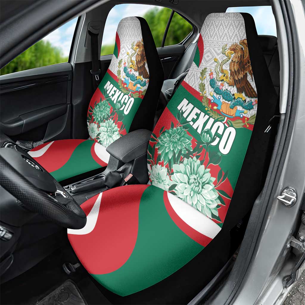 Mexico Independence Day Car Seat Cover Dahlia Flower Aztec Pattern - Wonder Print Shop