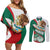 Mexico Independence Day Couples Matching Off Shoulder Short Dress and Long Sleeve Button Shirt Dahlia Flower Aztec Pattern - Wonder Print Shop