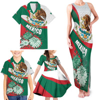 Mexico Independence Day Family Matching Tank Maxi Dress and Hawaiian Shirt Dahlia Flower Aztec Pattern - Wonder Print Shop