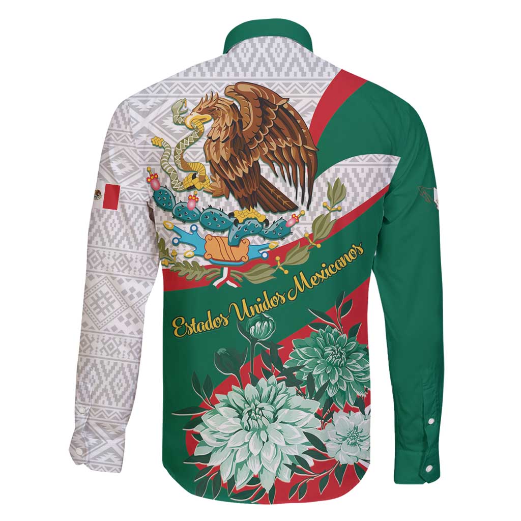 Mexico Independence Day Family Matching Tank Maxi Dress and Hawaiian Shirt Dahlia Flower Aztec Pattern - Wonder Print Shop