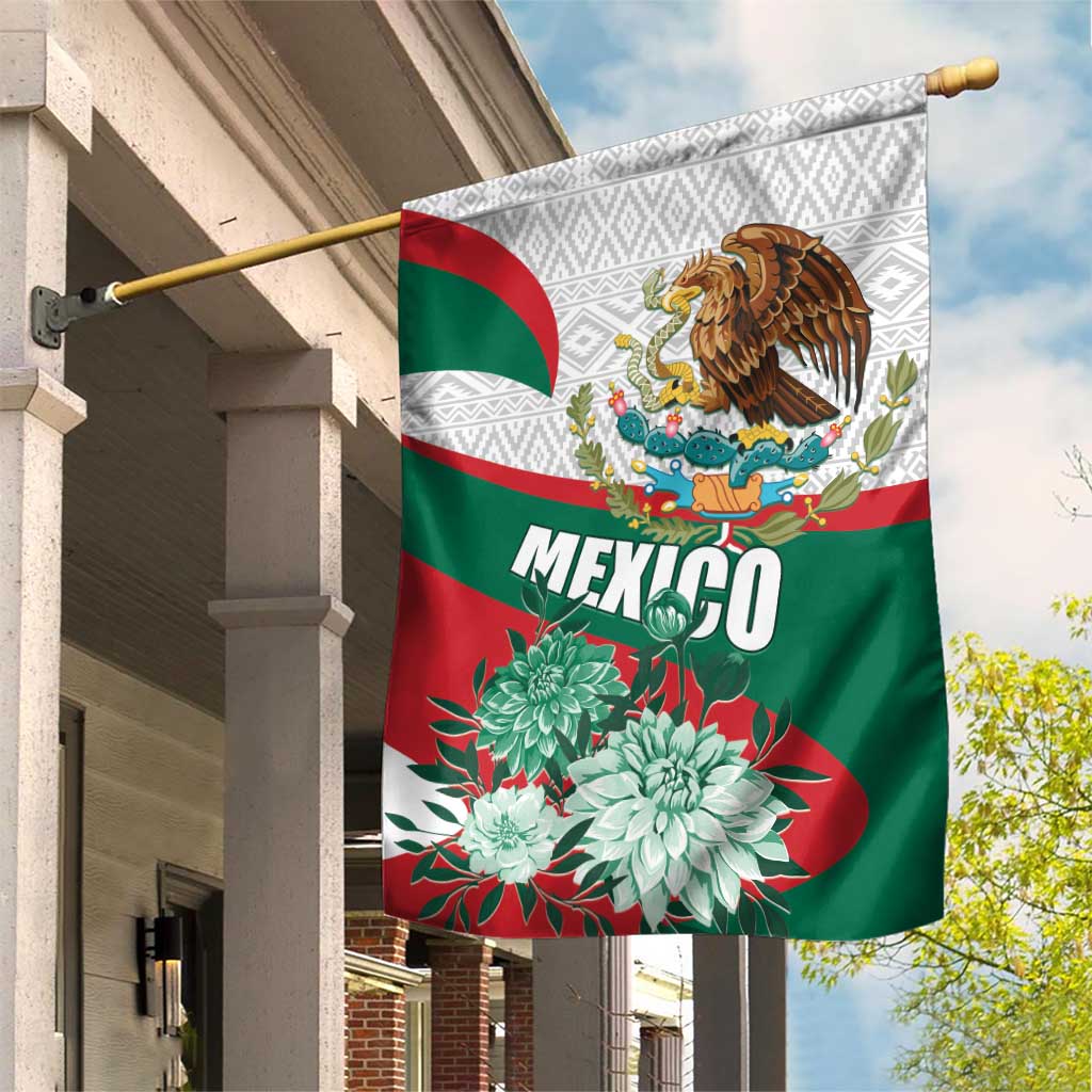 Mexico Independence Day Garden Flag Dahlia Flower Aztec Pattern - Wonder Print Shop