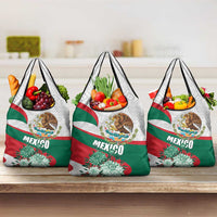 Mexico Independence Day Grocery Bag Dahlia Flower Aztec Pattern