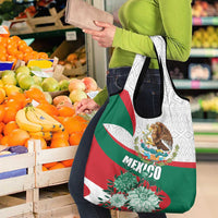 Mexico Independence Day Grocery Bag Dahlia Flower Aztec Pattern