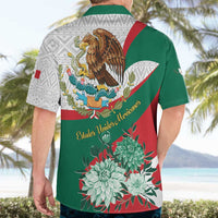 Mexico Independence Day Hawaiian Shirt Dahlia Flower Aztec Pattern - Wonder Print Shop