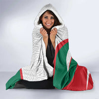 Mexico Independence Day Hooded Blanket Dahlia Flower Aztec Pattern