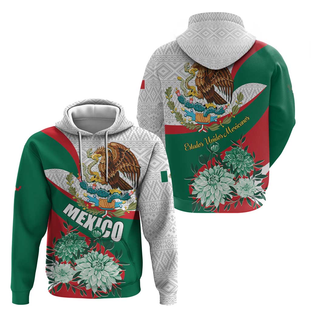 Mexico Independence Day Hoodie Dahlia Flower Aztec Pattern - Wonder Print Shop