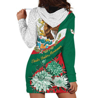 Mexico Independence Day Hoodie Dress Dahlia Flower Aztec Pattern - Wonder Print Shop