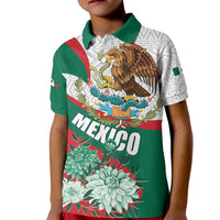 Mexico Independence Day Kid Polo Shirt Dahlia Flower Aztec Pattern - Wonder Print Shop