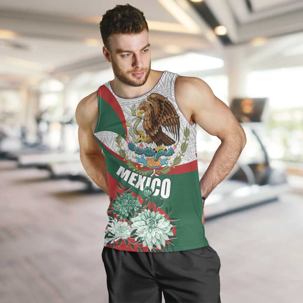 Mexico Independence Day Men Tank Top Dahlia Flower Aztec Pattern - Wonder Print Shop