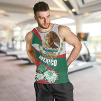 Mexico Independence Day Men Tank Top Dahlia Flower Aztec Pattern - Wonder Print Shop