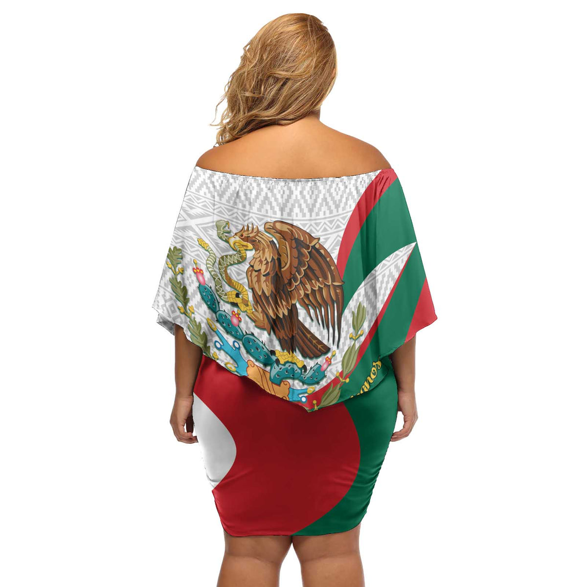 Mexico Independence Day Off Shoulder Short Dress Dahlia Flower Aztec Pattern - Wonder Print Shop