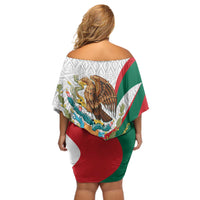 Mexico Independence Day Off Shoulder Short Dress Dahlia Flower Aztec Pattern - Wonder Print Shop