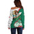 Mexico Independence Day Off Shoulder Sweater Dahlia Flower Aztec Pattern - Wonder Print Shop