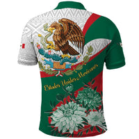 Mexico Independence Day Polo Shirt Dahlia Flower Aztec Pattern - Wonder Print Shop
