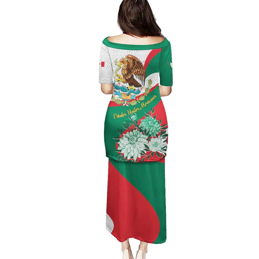 Mexico Independence Day Puletasi Dahlia Flower Aztec Pattern - Wonder Print Shop