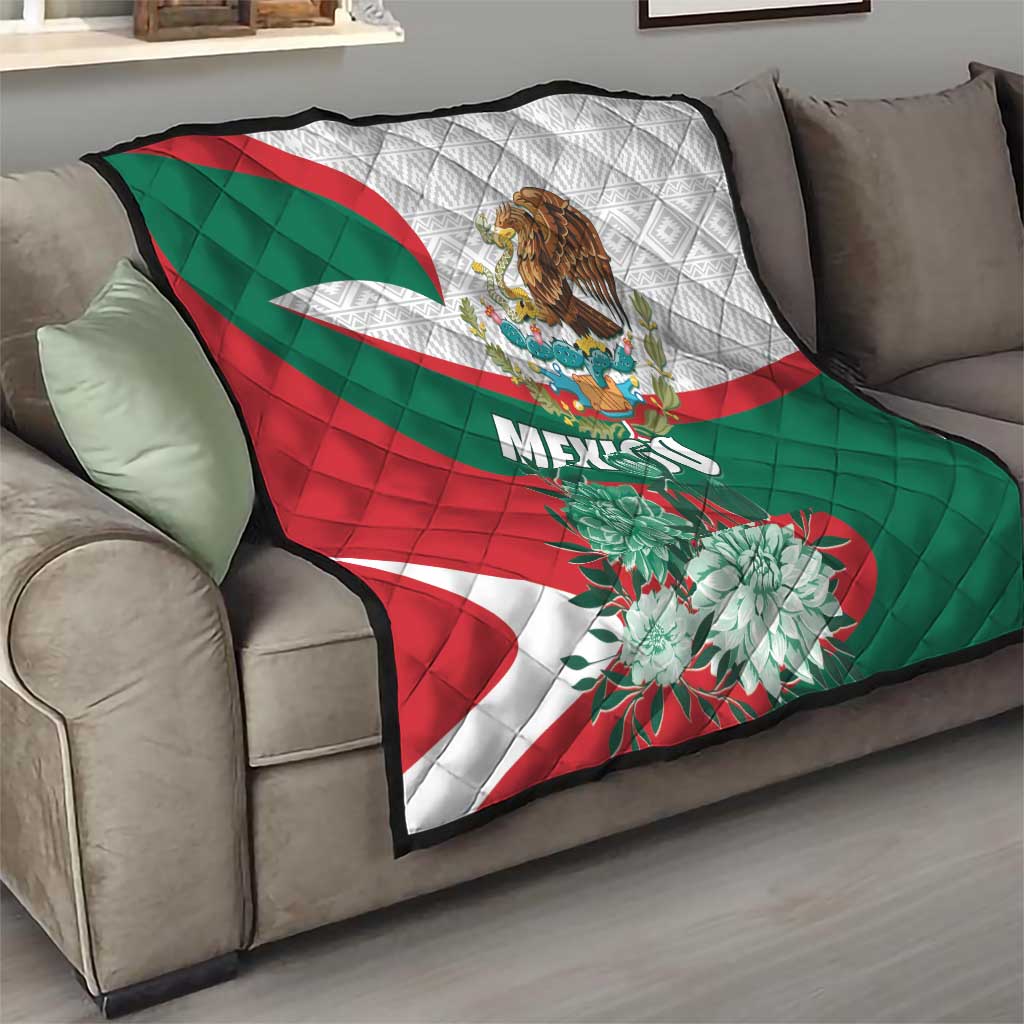 Mexico Independence Day Quilt Dahlia Flower Aztec Pattern - Wonder Print Shop