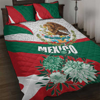 Mexico Independence Day Quilt Bed Set Dahlia Flower Aztec Pattern - Wonder Print Shop