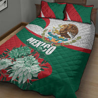 Mexico Independence Day Quilt Bed Set Dahlia Flower Aztec Pattern - Wonder Print Shop