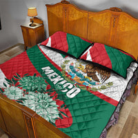 Mexico Independence Day Quilt Bed Set Dahlia Flower Aztec Pattern - Wonder Print Shop