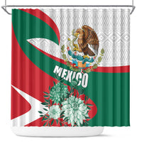 Mexico Independence Day Shower Curtain Dahlia Flower Aztec Pattern