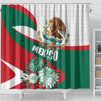 Mexico Independence Day Shower Curtain Dahlia Flower Aztec Pattern