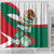 Mexico Independence Day Shower Curtain Dahlia Flower Aztec Pattern