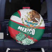 Mexico Independence Day Spare Tire Cover Dahlia Flower Aztec Pattern - Wonder Print Shop