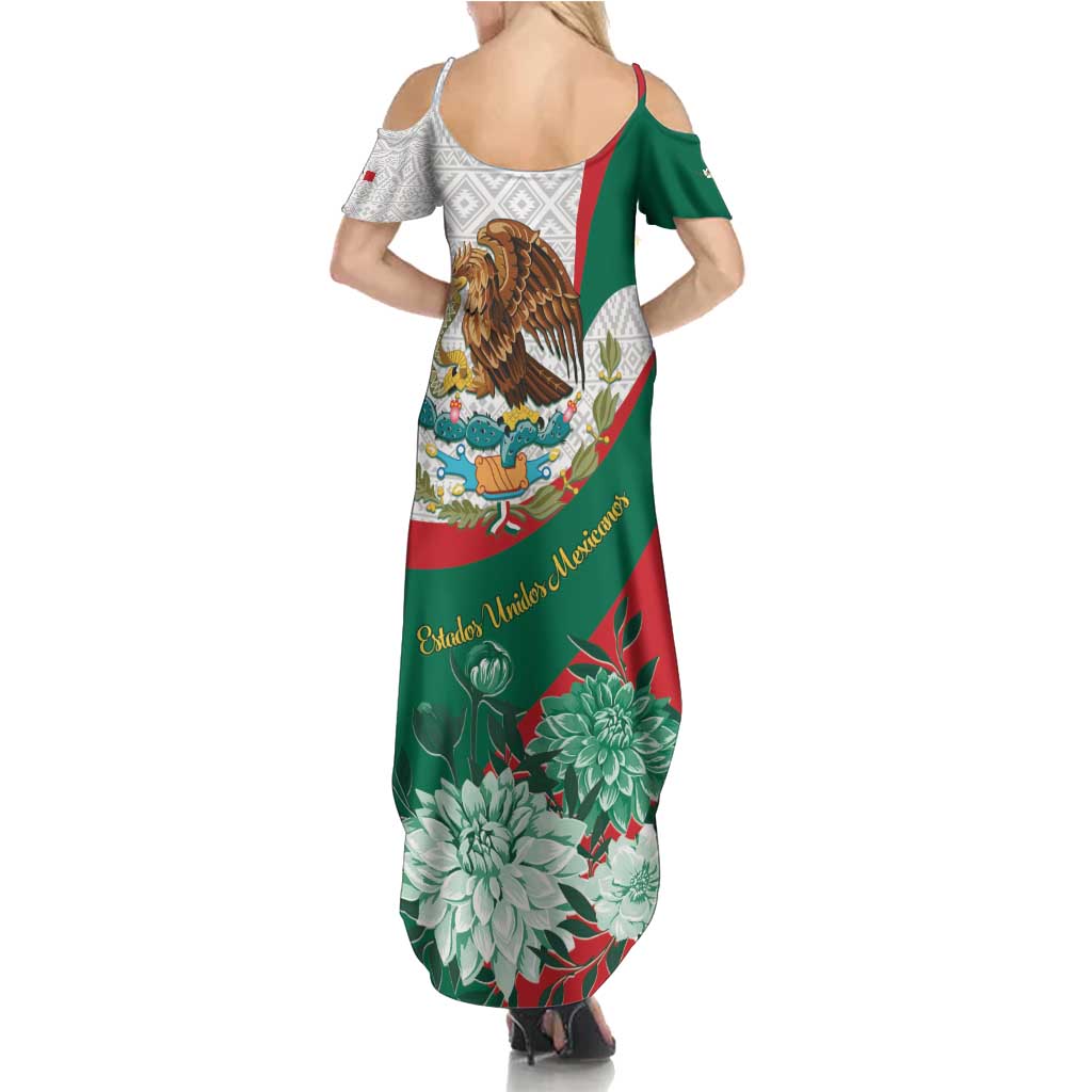 Mexico Independence Day Summer Maxi Dress Dahlia Flower Aztec Pattern - Wonder Print Shop