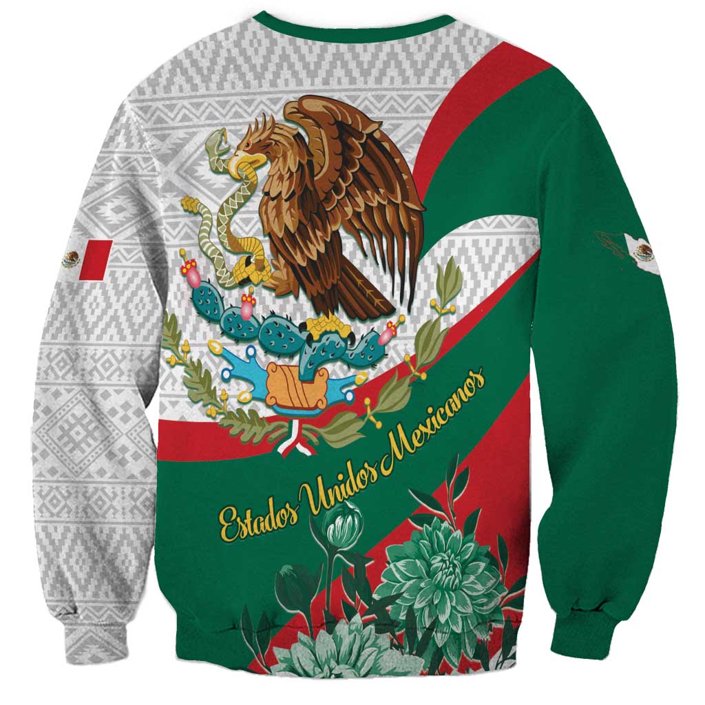 Mexico Independence Day Sweatshirt Dahlia Flower Aztec Pattern - Wonder Print Shop