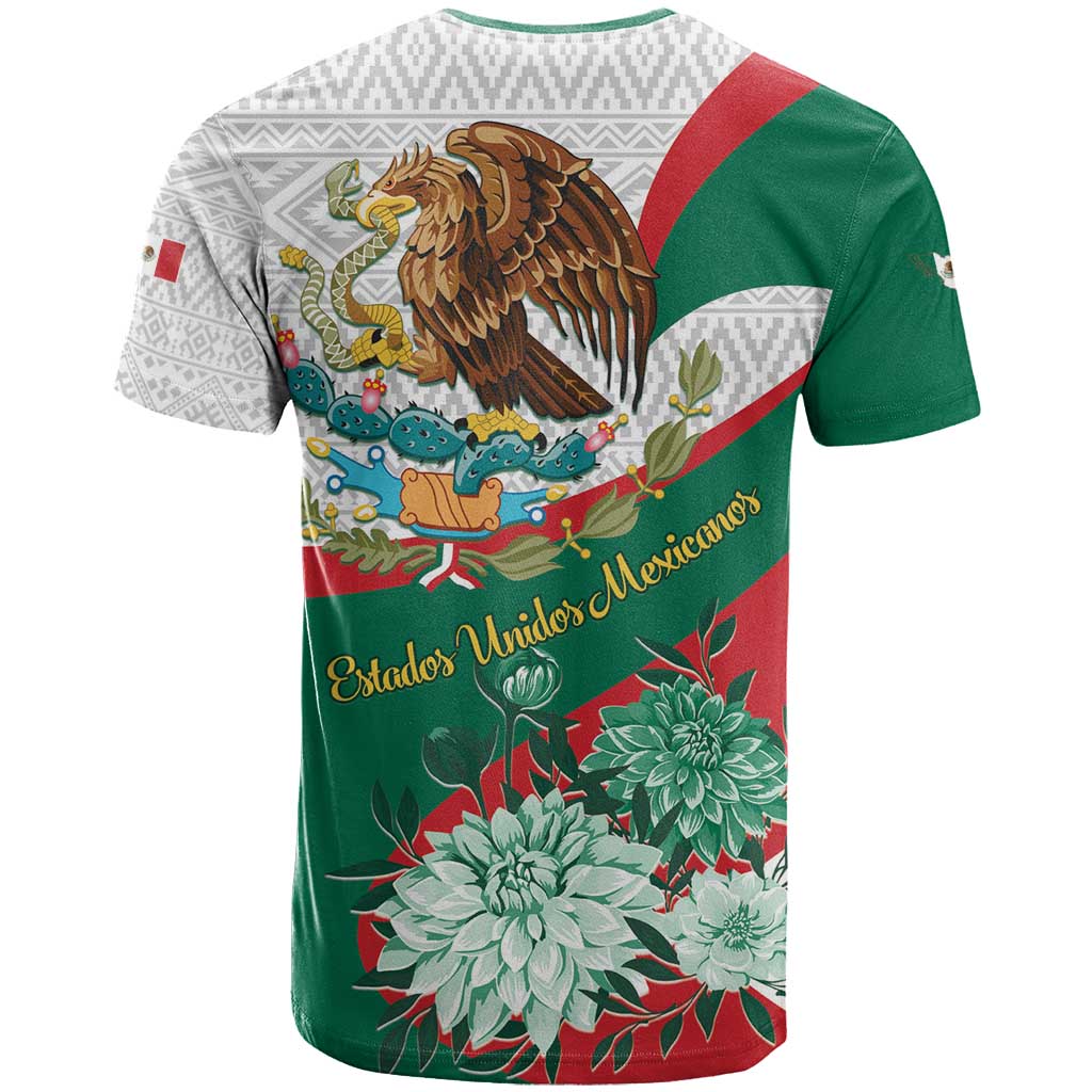 Mexico Independence Day T Shirt Dahlia Flower Aztec Pattern - Wonder Print Shop