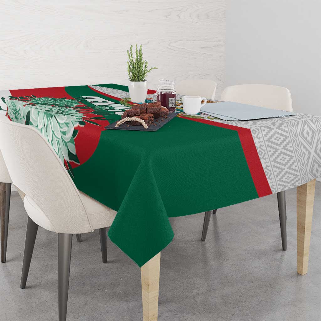 Mexico Independence Day Tablecloth Dahlia Flower Aztec Pattern - Wonder Print Shop