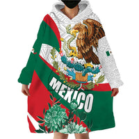 Mexico Independence Day Wearable Blanket Hoodie Dahlia Flower Aztec Pattern - Wonder Print Shop
