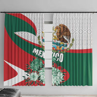 Mexico Independence Day Window Curtain Dahlia Flower Aztec Pattern - Wonder Print Shop