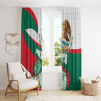 Mexico Independence Day Window Curtain Dahlia Flower Aztec Pattern - Wonder Print Shop