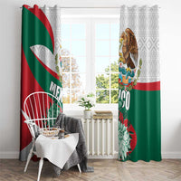 Mexico Independence Day Window Curtain Dahlia Flower Aztec Pattern - Wonder Print Shop