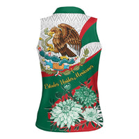 Mexico Independence Day Women Sleeveless Polo Shirt Dahlia Flower Aztec Pattern - Wonder Print Shop