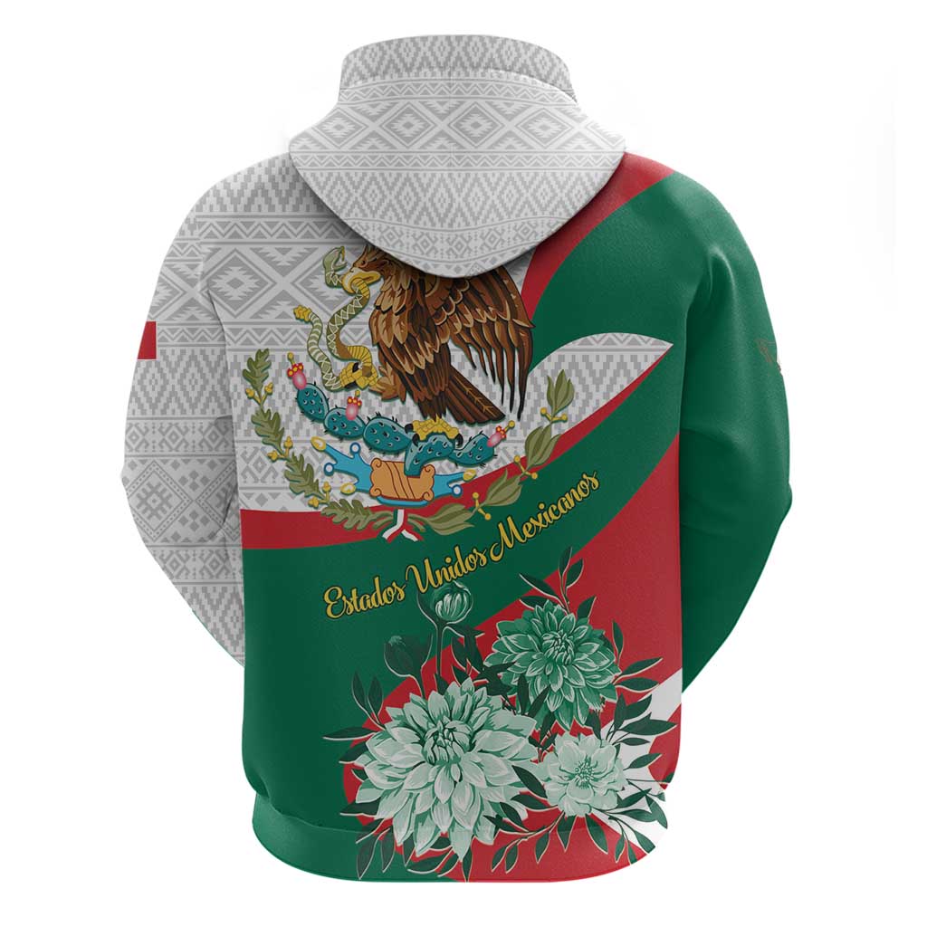 Mexico Independence Day Zip Hoodie Dahlia Flower Aztec Pattern - Wonder Print Shop