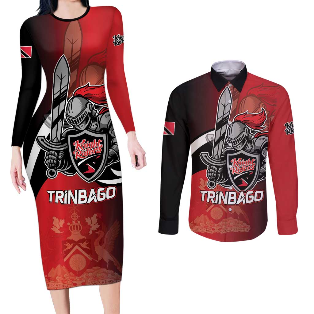 Custom Trinbago Cricket Knight Riders Couples Matching Long Sleeve Bodycon Dress and Long Sleeve Button Shirt We Are TKR - Wonder Print Shop