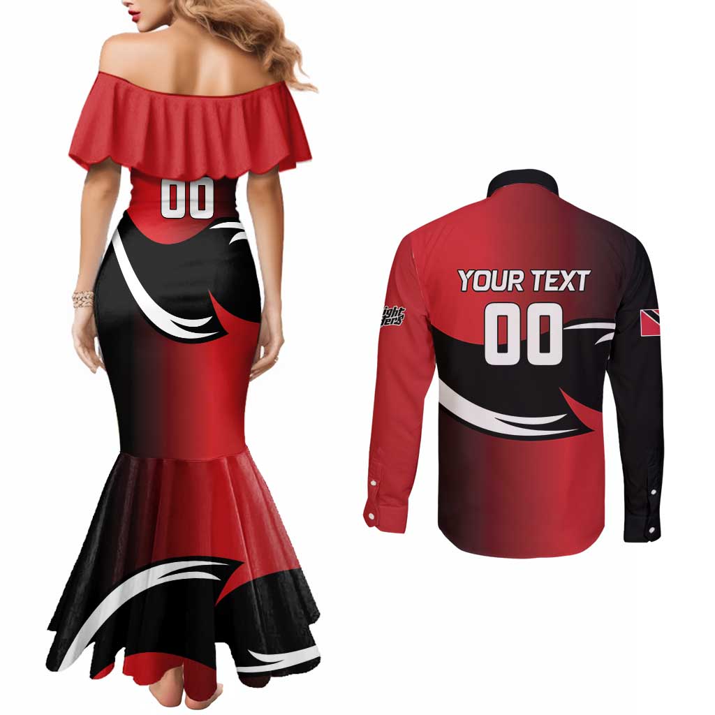 Custom Trinbago Cricket Knight Riders Couples Matching Mermaid Dress and Long Sleeve Button Shirt We Are TKR - Wonder Print Shop