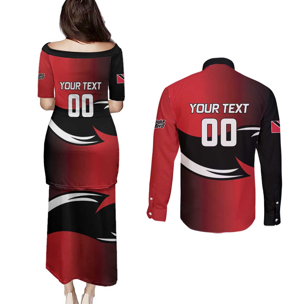 Custom Trinbago Cricket Knight Riders Couples Matching Puletasi and Long Sleeve Button Shirt We Are TKR - Wonder Print Shop