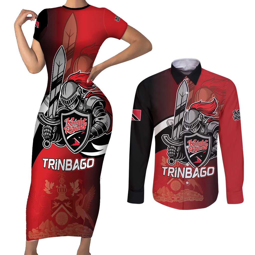 Custom Trinbago Cricket Knight Riders Couples Matching Short Sleeve Bodycon Dress and Long Sleeve Button Shirt We Are TKR - Wonder Print Shop