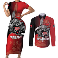 Custom Trinbago Cricket Knight Riders Couples Matching Short Sleeve Bodycon Dress and Long Sleeve Button Shirt We Are TKR - Wonder Print Shop